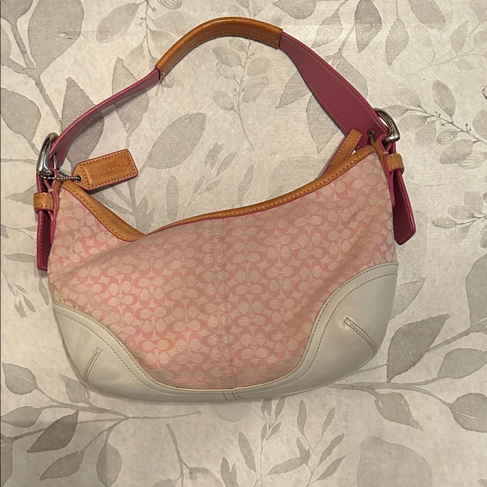 Coach Pink and Tan Shoulder Bag